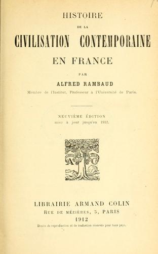 Histoire de la civilisation contemporaine en France by Alfred Rambaud cover