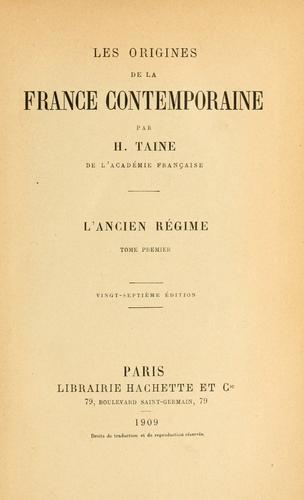Les origines de la France contemporaine by Hippolyte Taine cover