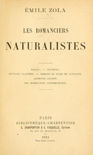 Les romanciers naturalistes by Émile Zola cover