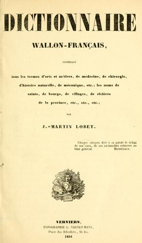Dictionnaire wallon-français by J Martin Lobet cover
