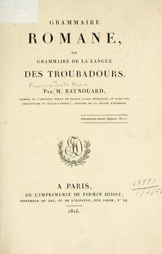 Grammaire romane by Raynouard M. cover