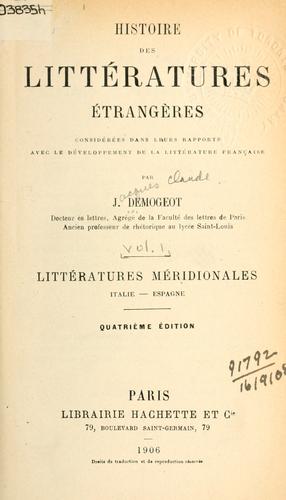 Histoire des littératures étrangères by Demogeot, Jacques Claude cover