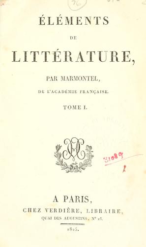 Eléments de littérature by Jean François Marmontel cover