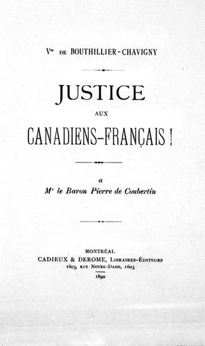Justice aux Canadiens-Français by Bouthillier-Chavigny, Charles vicomte de. cover