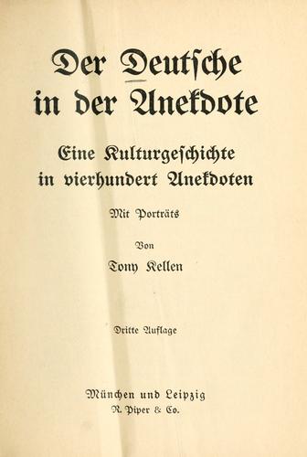 Der Deutsche in der Anekdote by Kellen, Tony cover