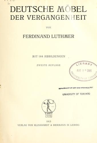 Deutsche Möbel der Vergangenheit by Ferdinand Luthmer cover
