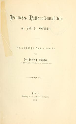 Deutsches Nationalbewusstsein im Licht der Geschichte by Dietrich Schäfer cover