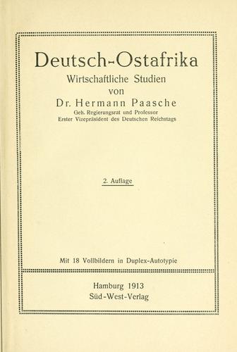 Deutsch-Ostafrika by Hermann Paasche cover