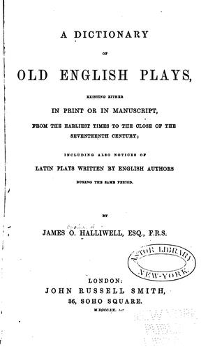 A dictionary of old English plays