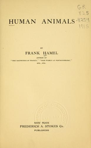 Human animals by Frank Hamel cover