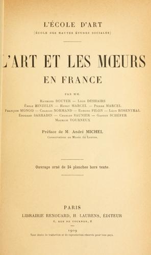 L'Art et les moeurs en France by Raymond Bouyer cover