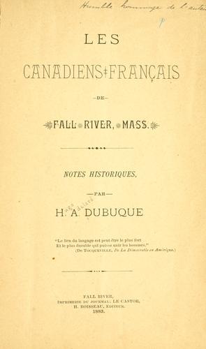 Les Canadiens français de Fall River, Mass by Hugo Adelard Dubuque cover
