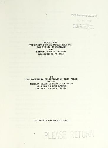 Montana certification program manual
