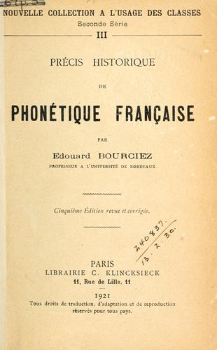 Précis historique de phonétique française by Édouard Eugène Joseph Bourciez cover