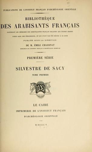 Silvestre de Sacy (1758-1838) by Silvestre de Sacy, Antoine Isaac baron cover