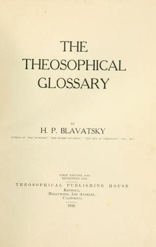 The Theosophical Glossary
