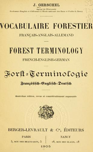 Vocabulaire forestier by J. Gerschel cover