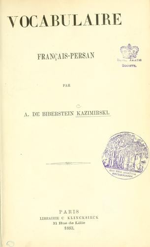 Vocabulaire français-persan by Albert de Biberstein-Kazimirski cover