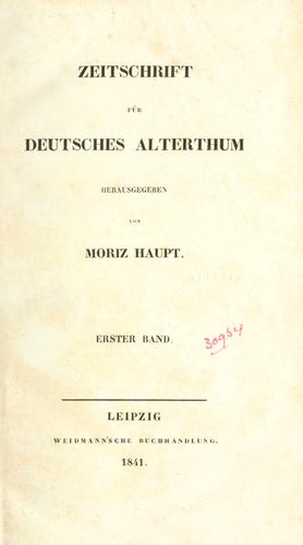 Zeitschrift für deutsches Altertum und deutsche Literatur by  cover