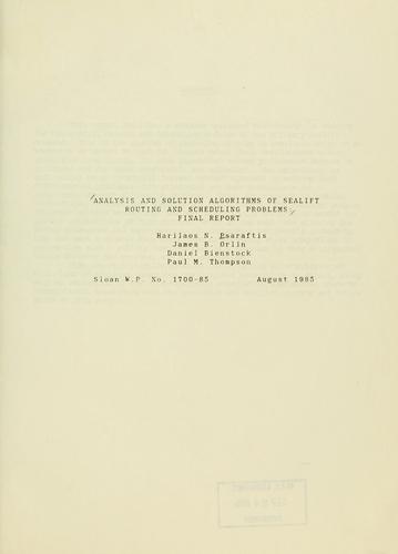 Analysis and solution algorithms of sealift routing and scheduling problems