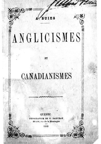 Anglicismes et canadianismes by Arthur Buies cover