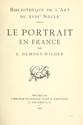 Le portrait en France by Louis Dumont-Wilden cover