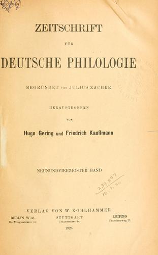 Zeitschrift für deutsche Philologie by  cover