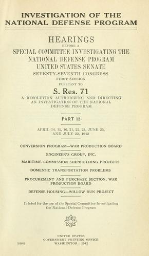 Investigation of the National Defense Program