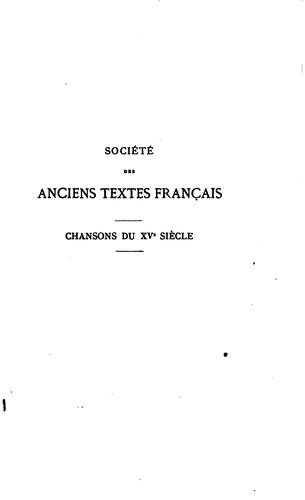 Chansons du XVe siècle by Gaston Paris cover