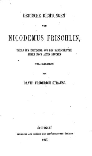 Deutsche Dichtungen by Nicodemus Frischlin cover