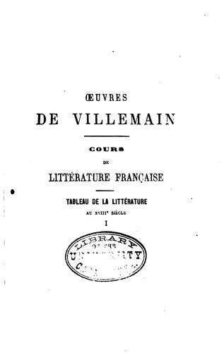 Cours de littérature française by Abel-François Villemain cover