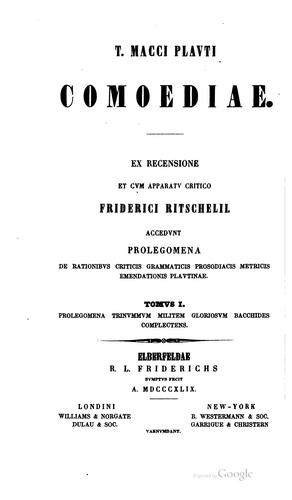 T. Macci Plauti Comoediae
