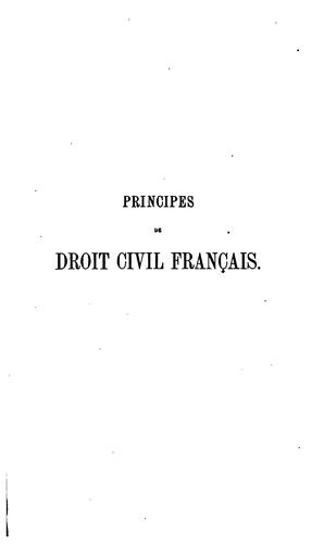 Principes de droit civil français by F. Laurent cover