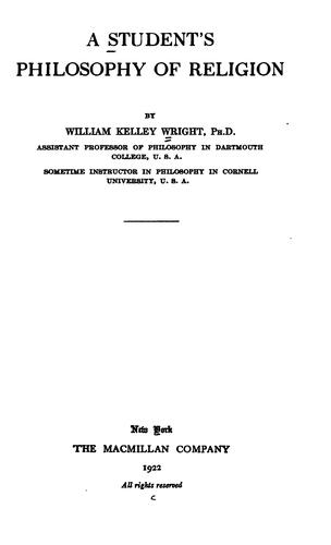 A student's philosophy of religion by William Kelley Wright cover