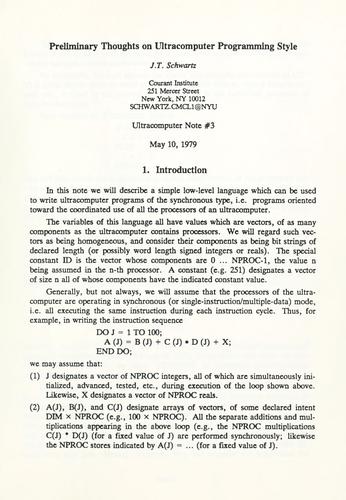 Preliminary thoughts on ultracomputer programming style