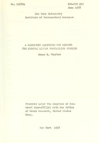 A  geometric algorithm for solving the general linear programming problem
