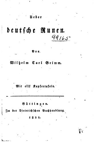 Ueber deutsche Runen by Wilhelm Grimm cover