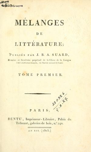Mélanges de littérature by J. B. A. Suard cover
