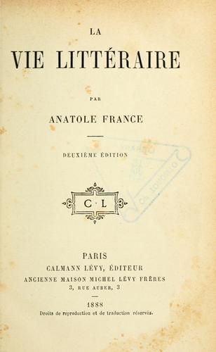 La vie littéraire by Anatole France cover