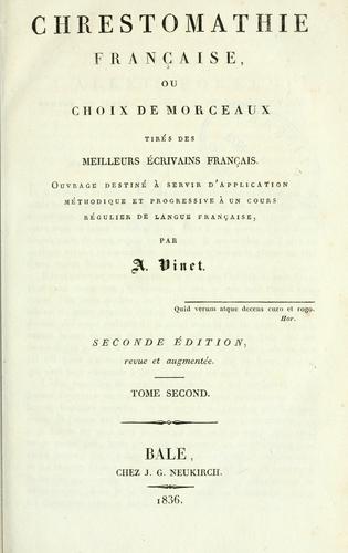 Chrestomathie française by Vinet, Alexandre Rodolphe cover
