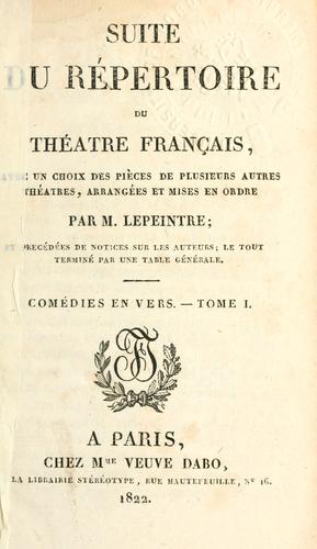 Suite du Répertoire du théâtre français by P. M. M. Lepeintre cover