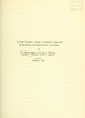 A group theoretic integer programming algorithm