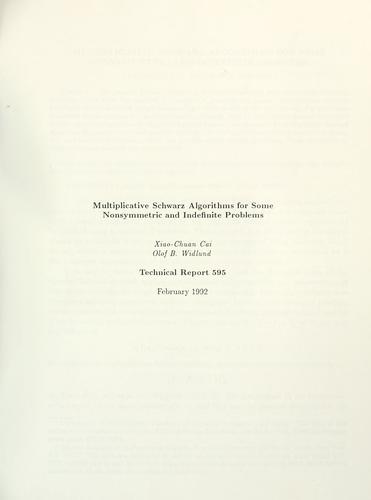 Multiplicative Schwarz algorithms for some nonsymmetric and indefinite problems