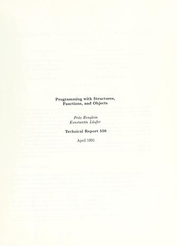 Programming with structures, functions, and objects