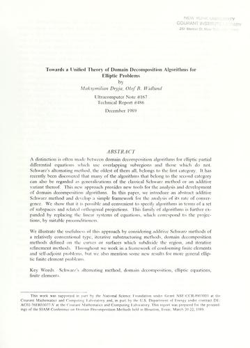 Towards a unified theory of domain decomposition algorithms for elliptic problems