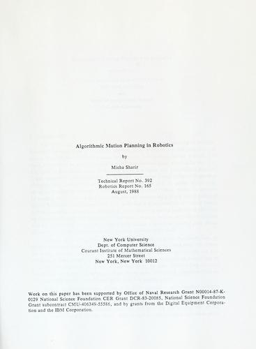 Algorithmic motion planning in robotics