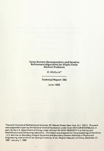 Some domain decomposition and iterative refinement algorithms for elliptic finite element problems