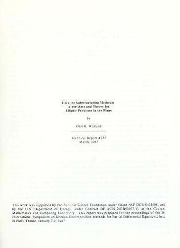Iterative substructuring methods: algorithms and theory for elliptic problems in the plane