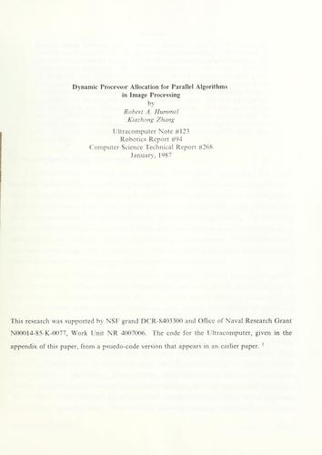 Dynamic processor allocation for parallel algorithms in image processing