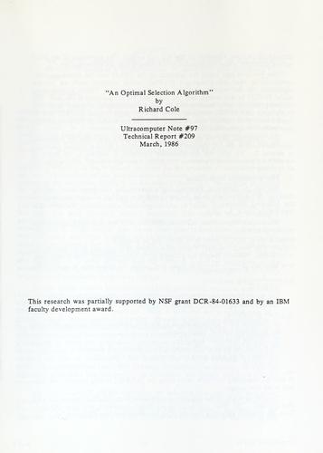 An optimal selection algorithm